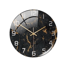 Suntek Mermer Dokulu Yuvarlak Pille Çalışan Ofis İçin İskandinav Tarzı Duvar Saati Siyah