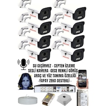 8'li Sesli 5mp Sony Lens Gece Renkli Yüz Tanımalı Kamera Seti