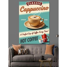 Ahşap Tablo Klasik Cappuccino Kahve Reklamı