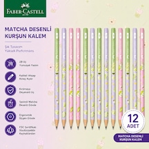 Faber-castell Matcha Desenli Kurşun Kalem 12 Adet 2b Yuvarlak Gövde Yeşil