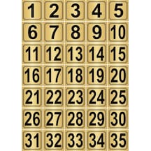 Metal Kapı,masa,dolap Numarası 5cmX5cm 35 Adet (1..35) Altın Renk Metal