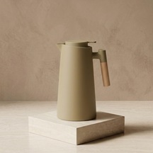 Tr Termos Bambu Saplı Dışı Plastik İçi Cam 1 Litre Bej Diğer