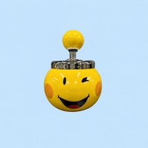 Basmalı Kapaklı Emoji Kültablası - Kokusuz Metal Dönüşümlü Sarı Gülen Yüz Küllük