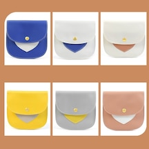 Taşınabilir Büyük Kapasiteli Pu Sıhhi Peçete Pedi Saklama Çantası Beyaz + Cilt Çok Renkli