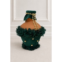 Azra Kına Yeşil Çiçek Süslemeli Kına Gecesi Testisi, Gelin Damat Nişan, Nikah, Eğlence, Düğün, Kına Küpü, Toprak Testi