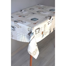 Elyaf Silinebilir Pvc Muşamba Masa Örtüsü 1222-2 Tencerekaşık Kahverengi