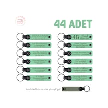 Açık Yeşil & Gri, Doğum Günü Misafirlerine Kişiselleştirilmiş Anahtarlık 44 Lü Set, Özel Hediyelik Çok Renkli