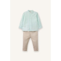 Defacto Erkek Bebek Poplin 2li Takım Çizgili Gömlek Pantolon G7103a526spgn391 Yeşil-gn391