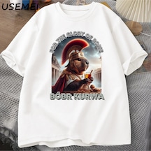 Startmore Erkekler T-shirt Adam Bober Bóbr Beaver Boberek T-shirt Pamuk Karikatür Grafik T Shirt Unisex 3049 Beyaz
