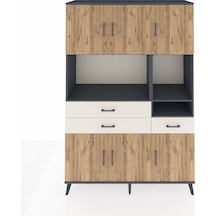 Hyperion Dolap 9 Raflı 3 Çekmeceli 6 Kapaklı 132x44x195 Antra... Antrasit