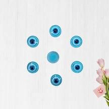 Plastik Yarım Nazar Boncuğu, 8Mm X 50 Adet - Mavi