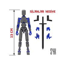 Robot 13 Dummy Koyu Gri Mavi Tüm Eklemleri Hareketli Aksiyon Figürü Oyuncak