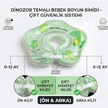 Bebek Simidi Çift Emniyet Kilitli Dinosaur Yüzme Simidi, Anti-panik Bebek Havuz & Deniz Simidi Yeşil 1