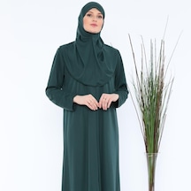 Aslınur Tek Parça Fermuarlı Namaz Elbisesi Zümrüt Yeşil Zümrüt Yeşili