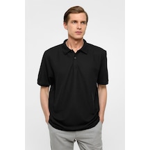 Süvari Siyah Regular Armürlü Polo Yaka Tişört-38360 Siyah