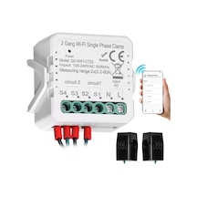 E24860-wıfı-2 Tuya Wifi 2 Gang 80a Tek Fazlı Kelepçe Güneş Pv Çift Tuya Wifi 2 Gang Single Phase Clamp