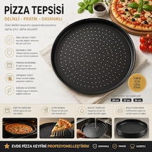 Alimunyum Granit Kaplama Delikli Pizza Tepsisi 30 Cm