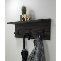 O&Awood Doğal Ahşap Vestiyer, Dekoratif 3 Askılı Portmanto, Raflı Vintage (505265535)