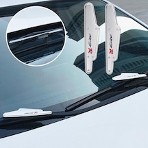 Silecek Rüzgarlığı Racing R Yazılı Üniversal Sportif Sessiz Aerodinamik Tasarım Gri Silver Krom Renk 1 Takım