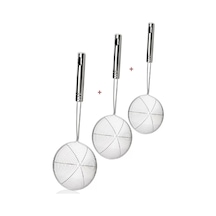 Çelik Kevgir Süzgeç Patates Kızartma Süzgeci Paslanmaz Tel Servis Seti 3lü Kevgir