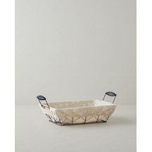 Woven Metal Ekmek Sepeti 26x19x7,5 Cm Krem