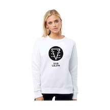Evangelion Lılıth Baskılı Beyaz Kadın Sweatshirt