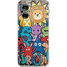 Poco M5 İle Uyumlu Grafiti Star Team Tasarımlı Şeffaf Silikon Kılıf Şeffaf