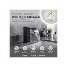 Rena Design Fotoselli Sensörlü Siyah Kare Lavabo Bataryasi Temassiz Otomatik Tasarruflu Modern Musluk