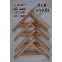 Raf Ayağı, Gürgen Ahşap 4 Adet Natural