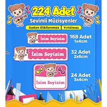 Sevimli Müzisyen Temalı Okul Kreş Kişiye Özel İsim Etiket Seti - Model 500 Çok Renkli