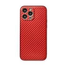 Newface - 236 - Apple iPhone Uyumlu 13 Pro Max Kılıf Coco Karbon Silikon - Metemıx - - Kırmızı