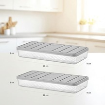 4 Adet 1 Lt. Nora Organizer Buzdolabı Buzluk Düzenleyici Saklama Kabı-mürdüm