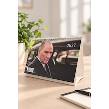 Lizy 2027 Atatürk Temalı Üçgen Masa Takvimi Spiralli Tasarım-1