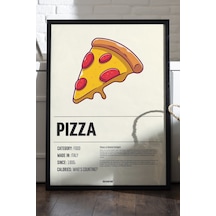 Pizzza Ahşap Çerçeveli Poster, Dekoratif Mutfak Duvar Tablosu