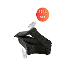12 Adet Lüks Siyah Askı Plastik Siyah Tr Diğer