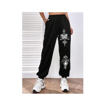Tarzsokak Butterfly Print Elastic Waist 4 Mevsim Eşofman Siyah