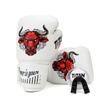 Titan Sport Beyaz Kızgın Boğa Desenli Set Fgr Model-15 Boks Eldiveni Çok Renkli
