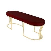 Viego Gold Smooth- Bordo Kapitoneli Model Puf & Bench & Koltuk- Oturak-uzun Makyaj Puff-yatak Odası Ucu &önü