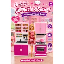 Anlily İlk Mutfak Setim Aksesuarlı Oyuncak Bebekli Pembe Evcilik Oyun Seti 3+ Yaş