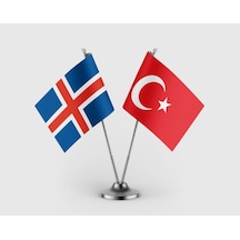 İzlanda Bayrağı Ve Türkiye Bayrağı İkili Saten Masa Bayrağı Takımı Diğer
