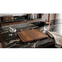 Fam Wood Art %100 Doğal Çam Steak Tahtası Hamburger Tabağı Kahverengi