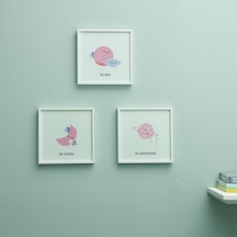 Bebek Odasına Özel Minimal Tasarımlı Çerçeve 3'lü 20x20 Cm Açık Gri