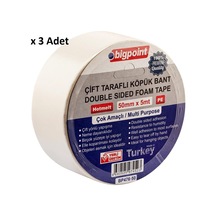 Bigpoint Çift Taraflı Köpük Bant 50mmx5m X 3 Adet