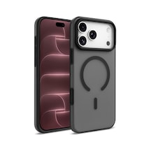 İphone 18 Pro Max Kılıf Güçlü Magsafe Halkalı Buzlu Arka Kapak Kamera Yükseltili Mat Silikon Grlpro Siyah