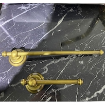 İsaoğlu Yapı Antik Gold Havluluk Ve Tuvalet Kağıtlığı Vintage Tasarım Komple Pirinç Havluluk Ve Kağıtlık Mat Gold Gold