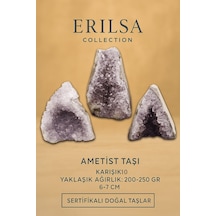 Sertifikalı Ametist Taşı Kütlesi 200-250 Gr Doğal Ham Kristal Ş 09072145