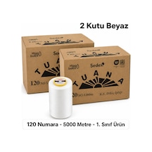 Tuana 120 Numara 5000 Metre Polyester Dikiş İpliği - 2 Kutu Beyaz 12 Bobin