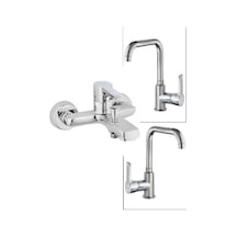 Penta Agena Serisi Lavabo + Eviye + Banyo Bataryası - L Boru Krom