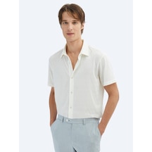 Kip Ekru Desenli Regular Fit Casual Gömlek Ekru