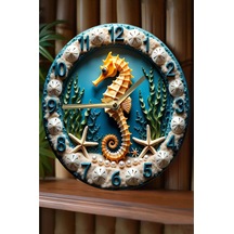 Denizatı Temalı 3d Görünümlü Mdf Duvar Saati Çift Katmanlı 33 Cm Sdw341 Renkli